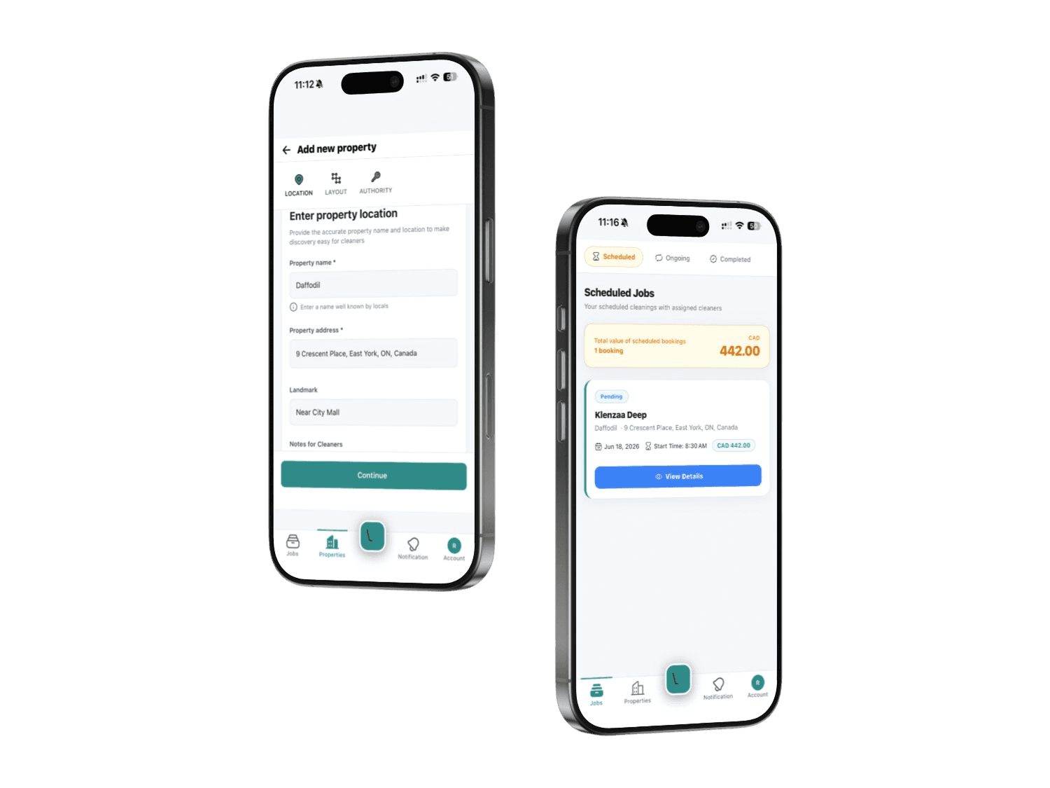 Requesting a cleaning in the Klenzaa app